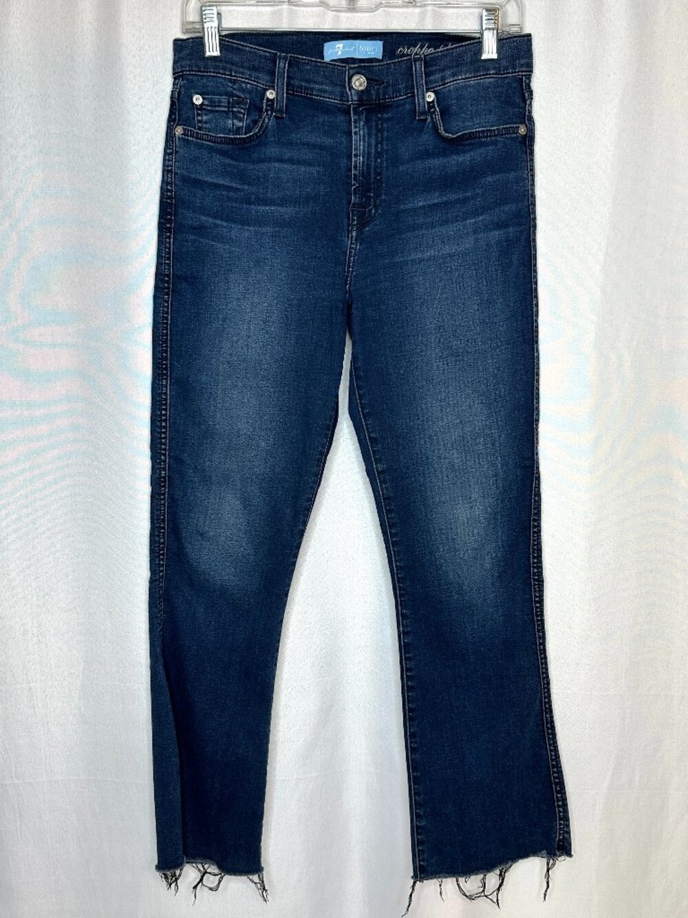 7 For All Mankind Crop Bootcut Jeans, Size‎ 28 Raw Hem Minimalist Preppy Stretch